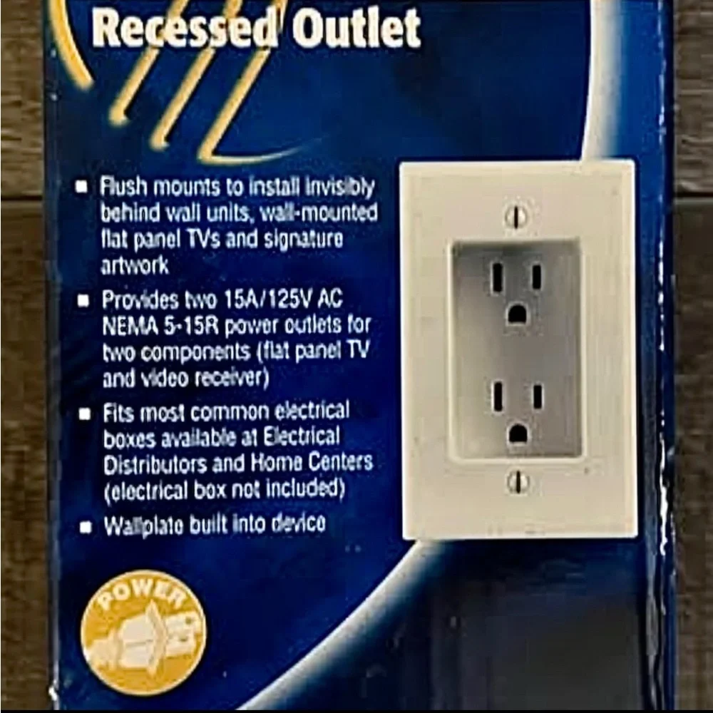New White Leviton Recessed Wall Outlet with Built-in Wallplate & Screws